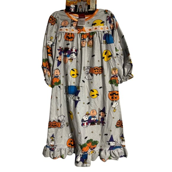 Peanuts Halloween Toddler Nightgown Girls 3T Snoopy Gray Pumpkin Print - Picture 1 of 7